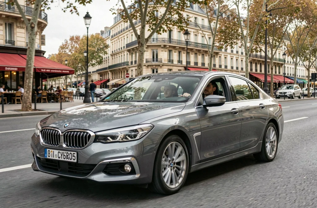 Élève de la Driving School Viaene conduisant sur un boulevard d'Orléans