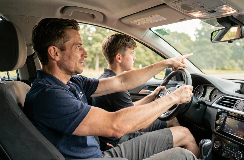 Moniteur d'auto-école PREMIUM à Orléans guidant un élève conducteur